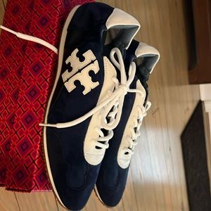 Brand new Tory Burch Sneakers! Navy suede w white leather detail.  Never worn